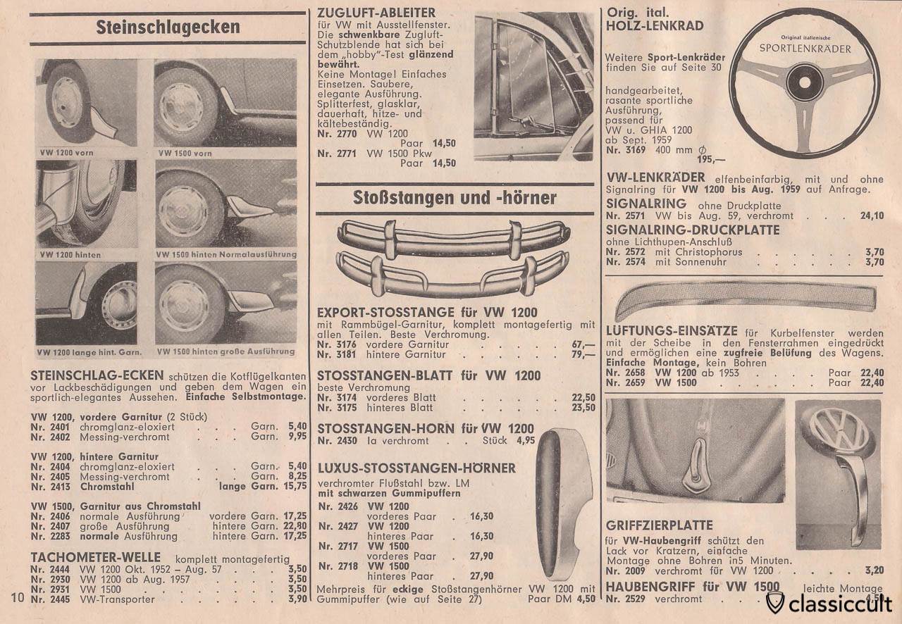 Happich gravel guards, VW bumper guards, wood sport steering wheel, Page 10