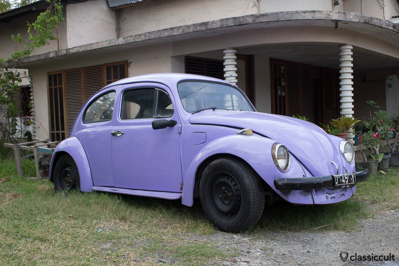 blue VW Bug front
