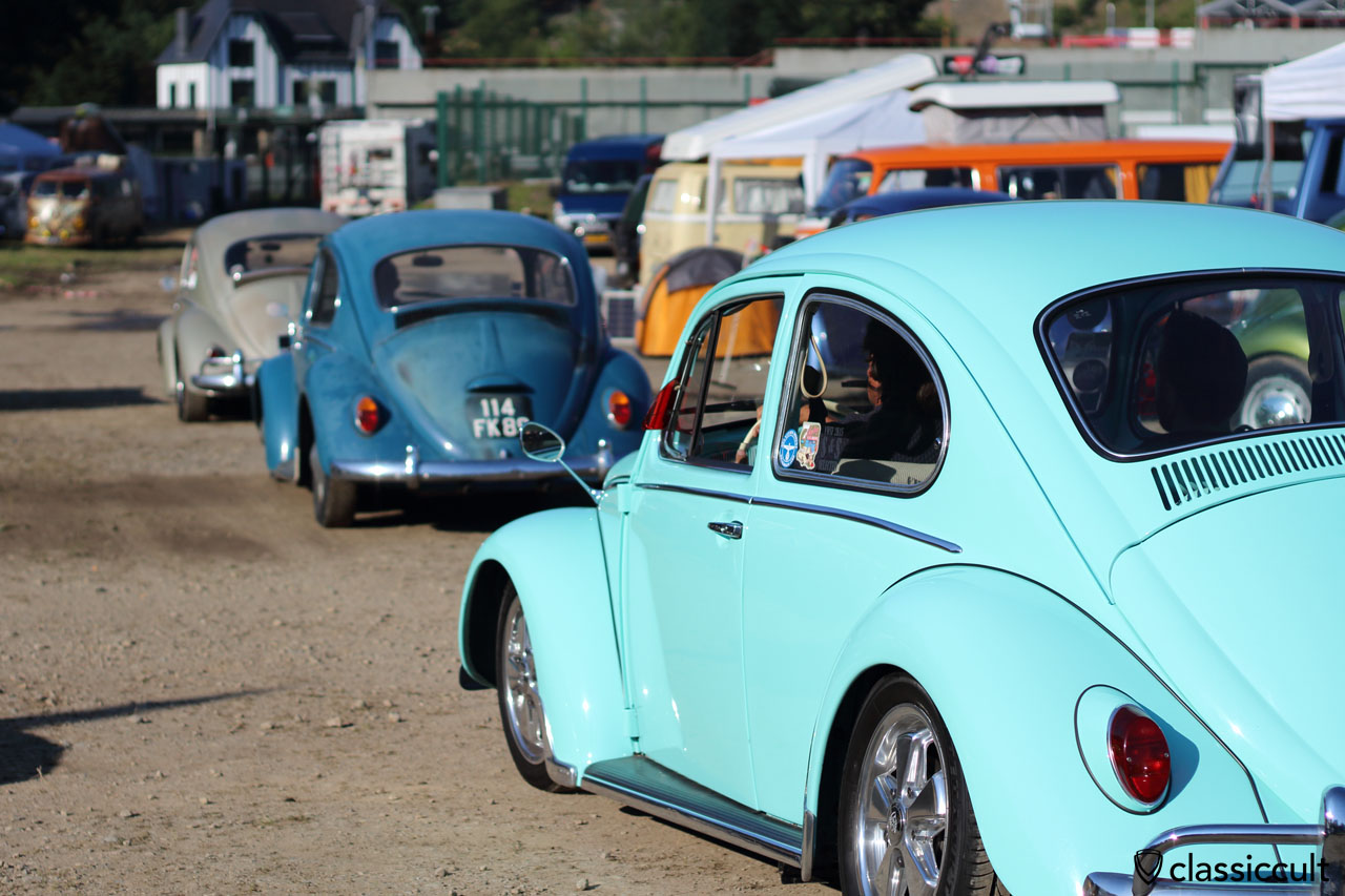 VW Beetles on the way to show and shine, 8:49 a.m.
