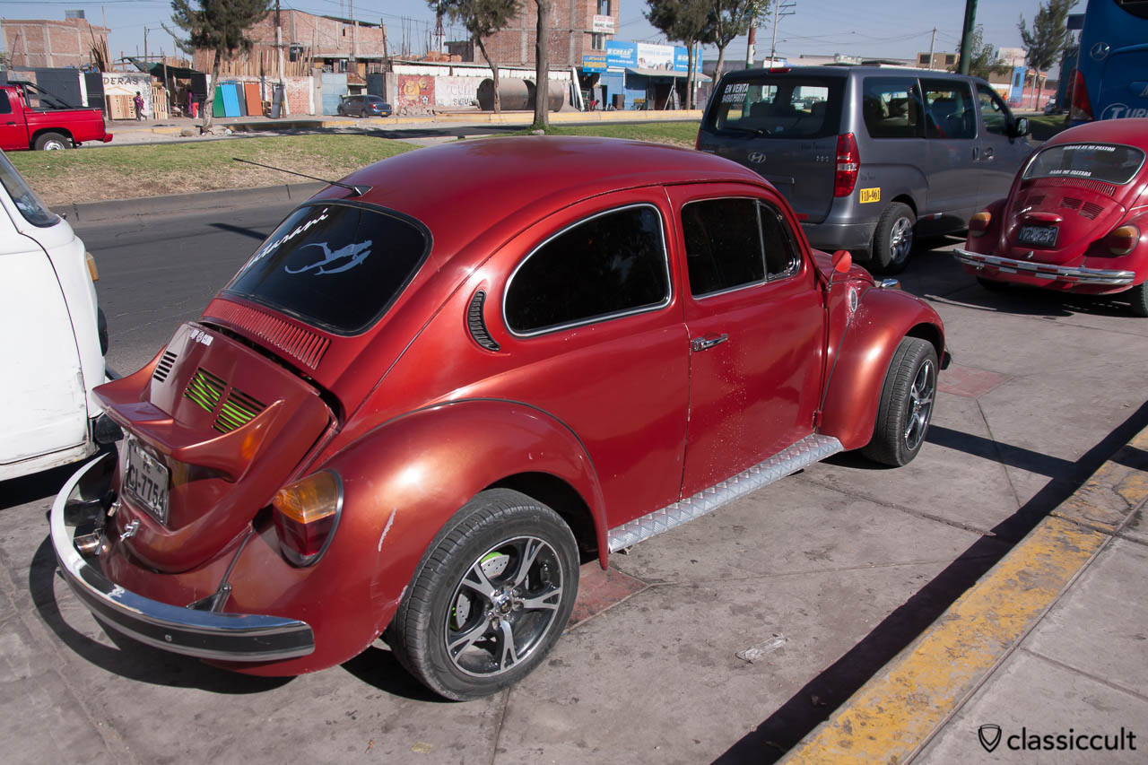Classic VW Beetle with spoiler in Arequipa, Peru, May 9, 2013