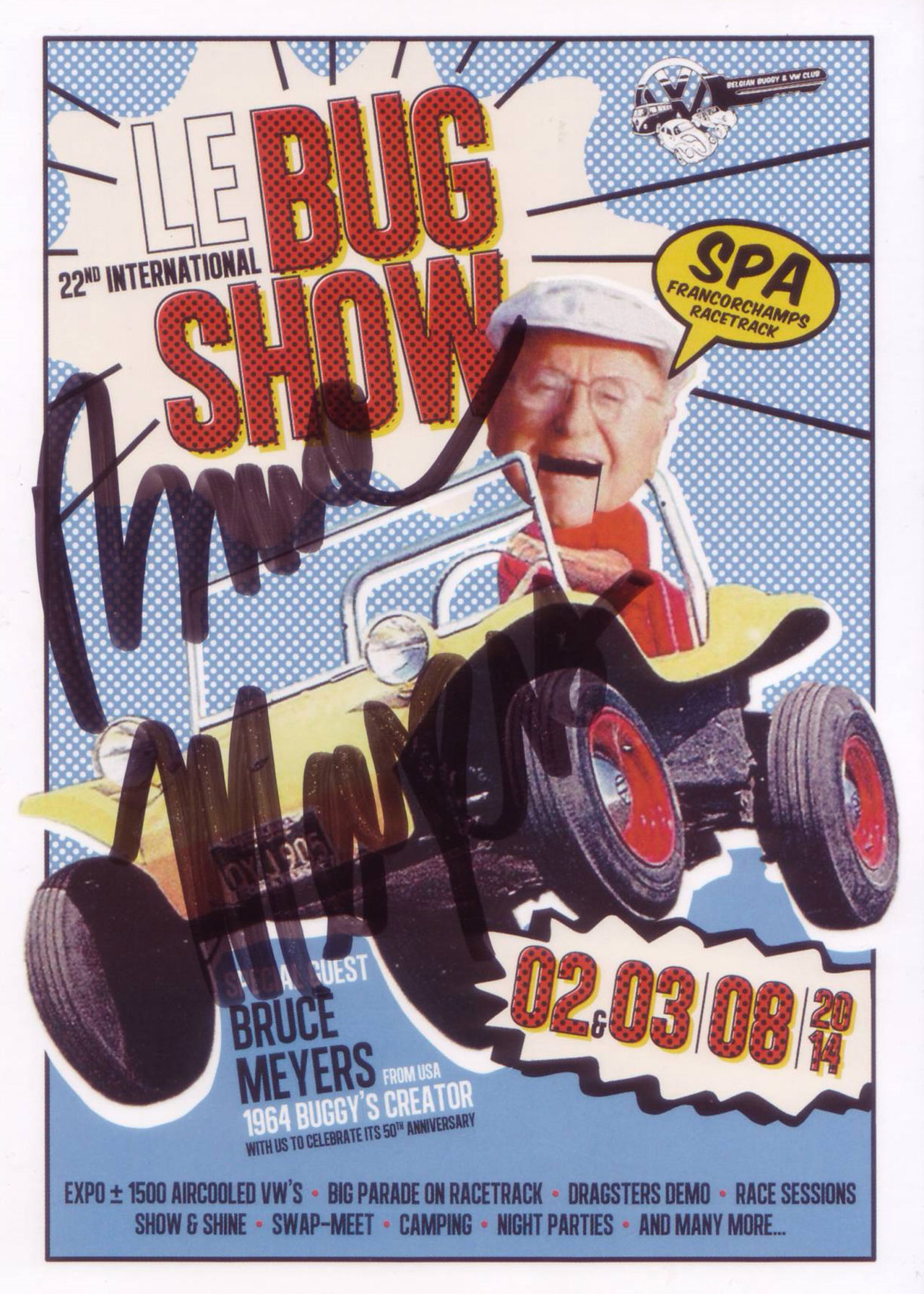 Le bug show Spa 2014 Flyer with Bruce Meyers signature