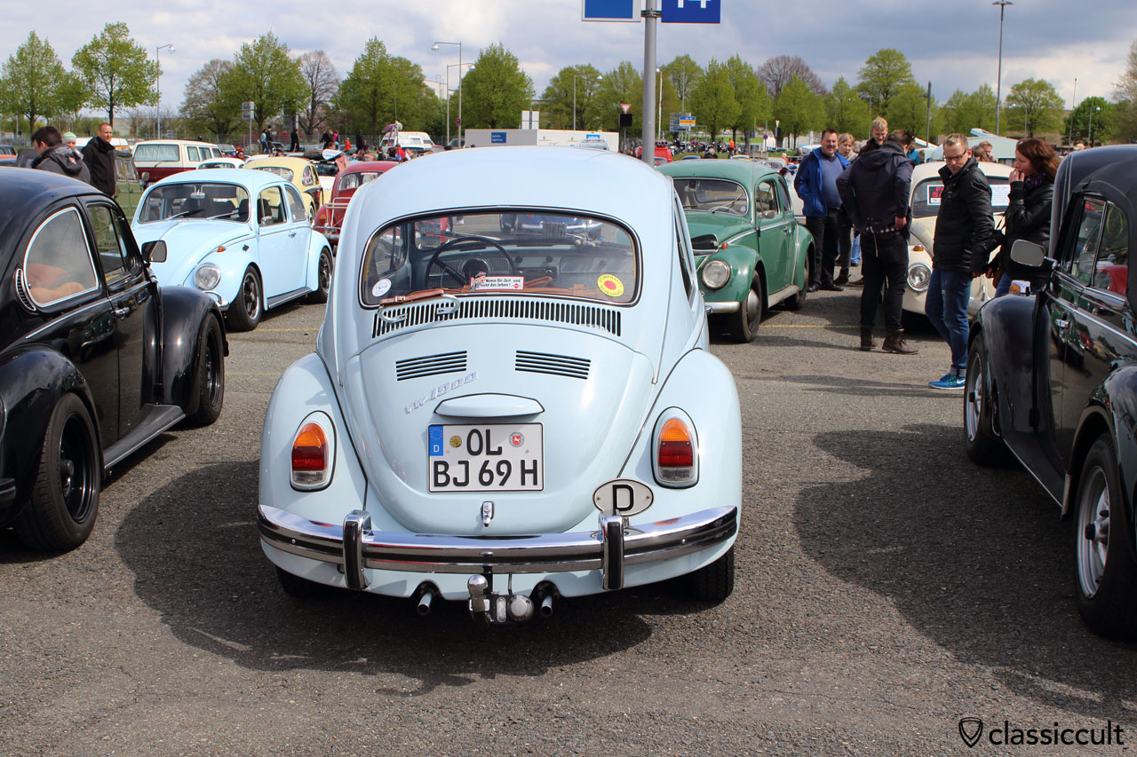 VW Käfer 1500, BJ 69, diamant blau, Heckansicht