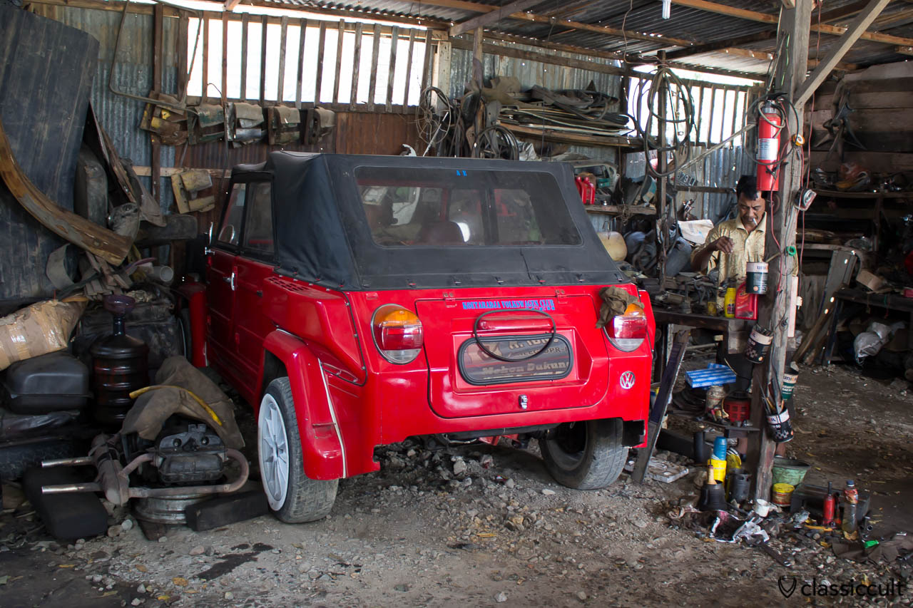 red VW 181 civil with soft top