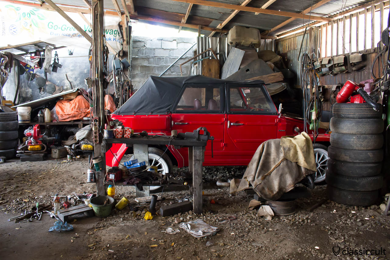 red VW 181 civil with soft top