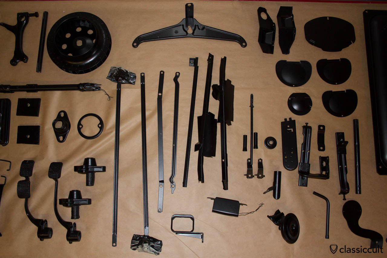 restored VW Beetle parts black painted