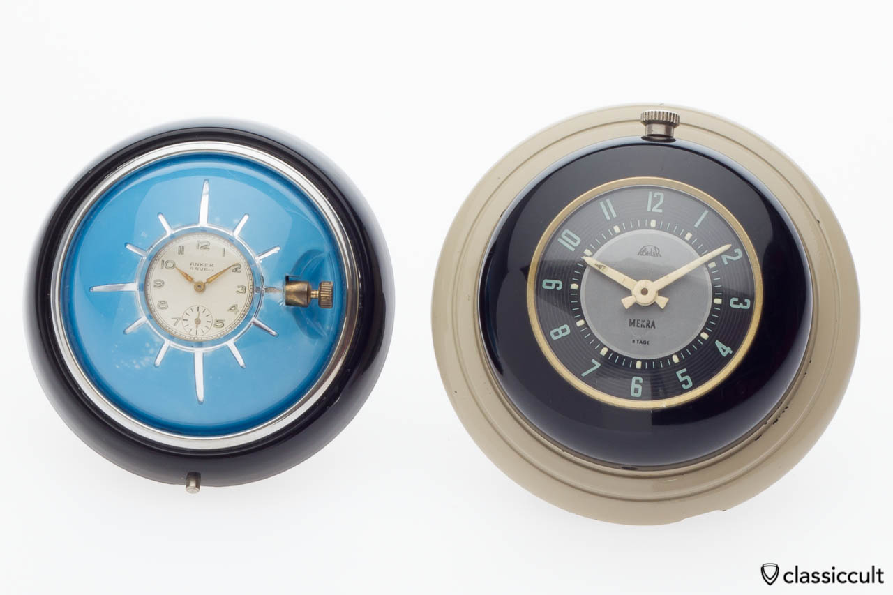 compare of VW Split and VW Oval Beetle steering wheel clock