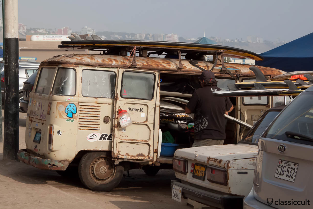 Vintage VW Surf Bus Miraflores Beach, Lima, Peru, May 4, 2013