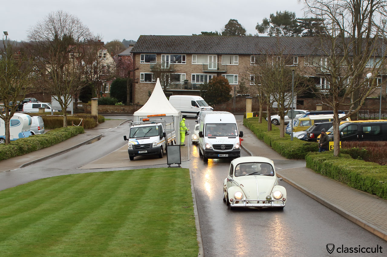 8:41 VW Beetles just arriving at the Volksworld