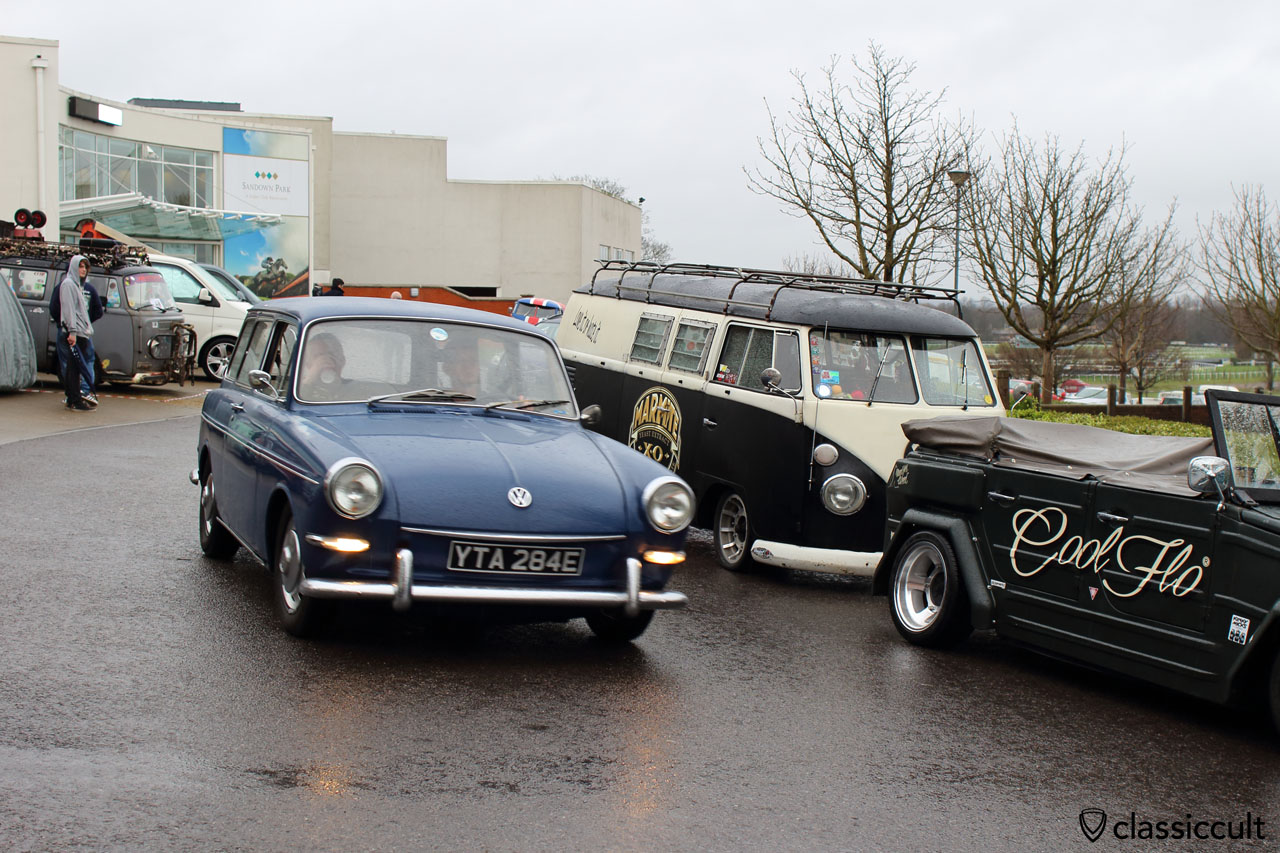 blue VW Type 3 squareback cruising
