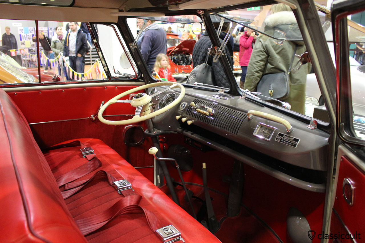 1963 VW T1 Split Screen Crew Cab Doka Bus, dash view, with 100.000k repro badge :-(