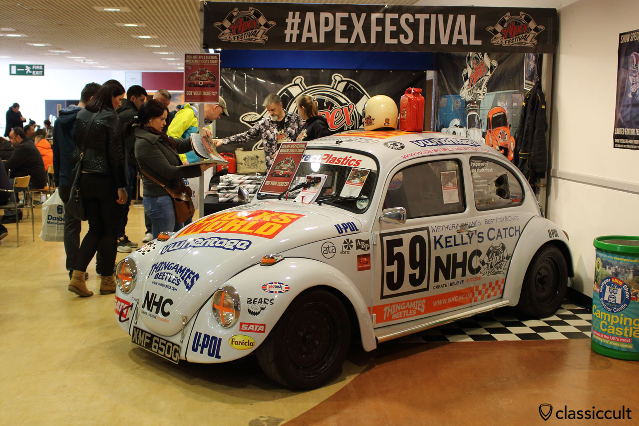 VW Beetle with advertisement