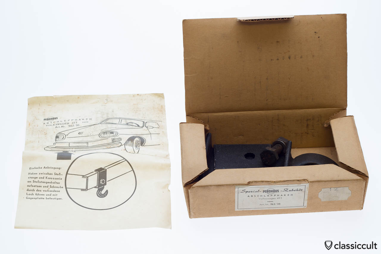 Spezial PEROHAUS Zubehör Abschlepphaken Volkswagen 411, vorne, nos with box