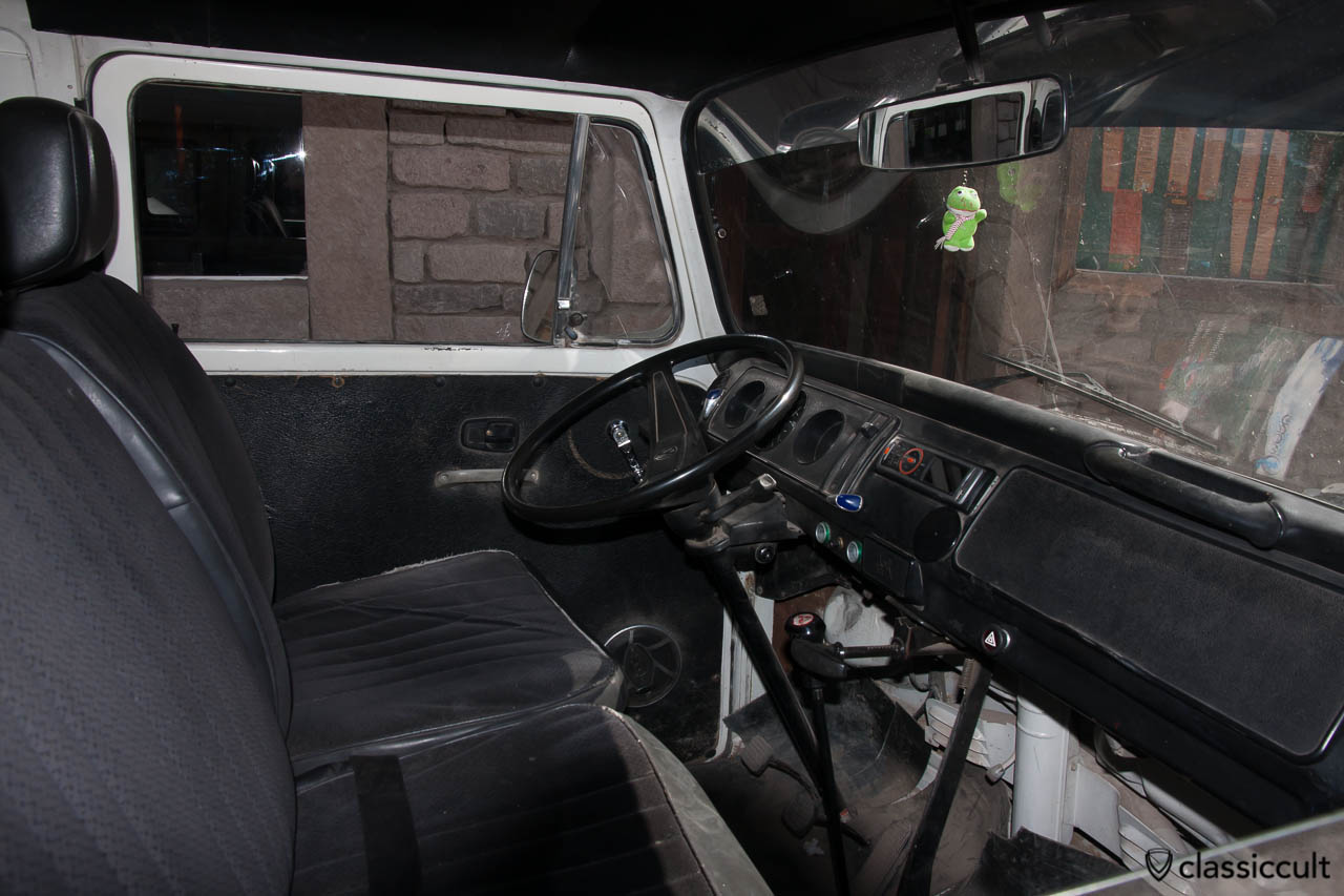 VW Bay Split Hybrid Bus inside Yanque, Peru, May 10, 2013