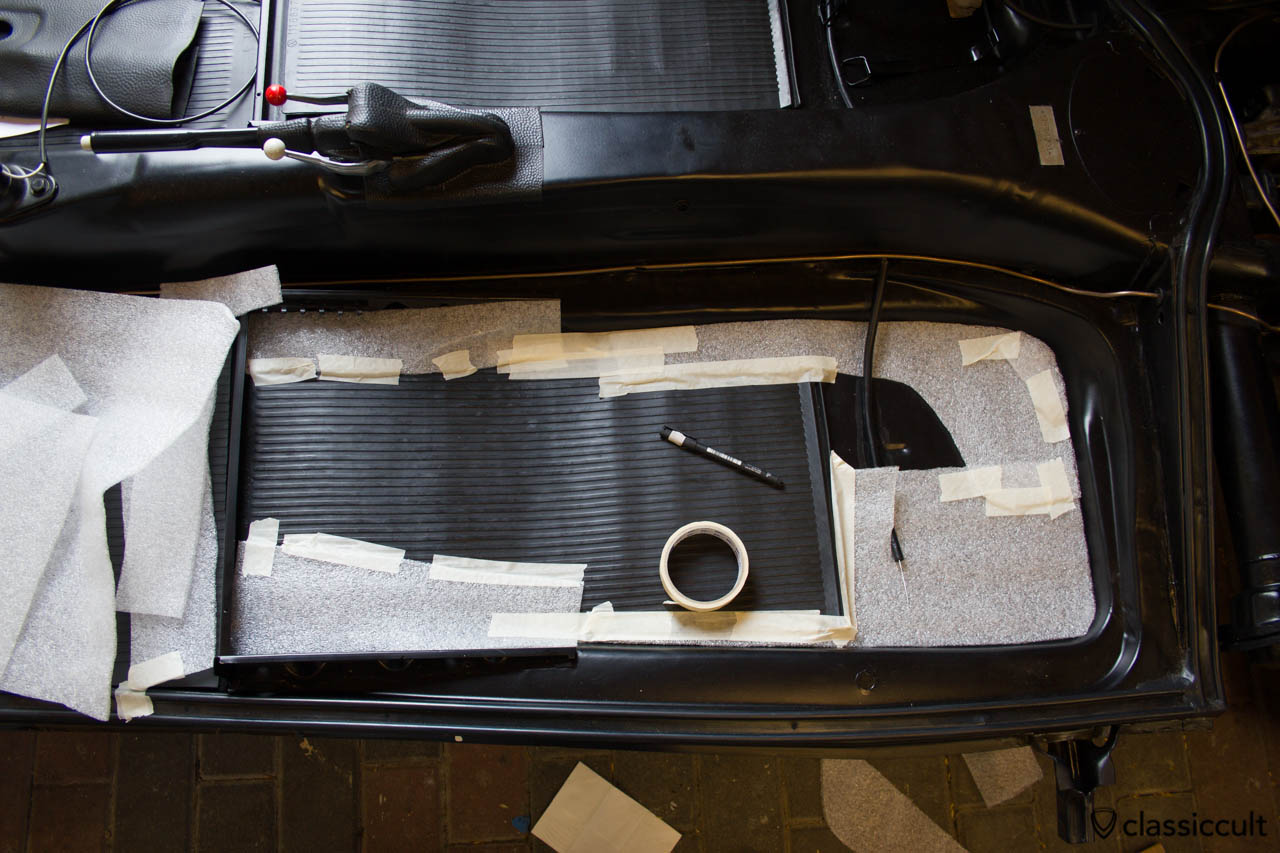 Making a VW Beetle floor carpet template.