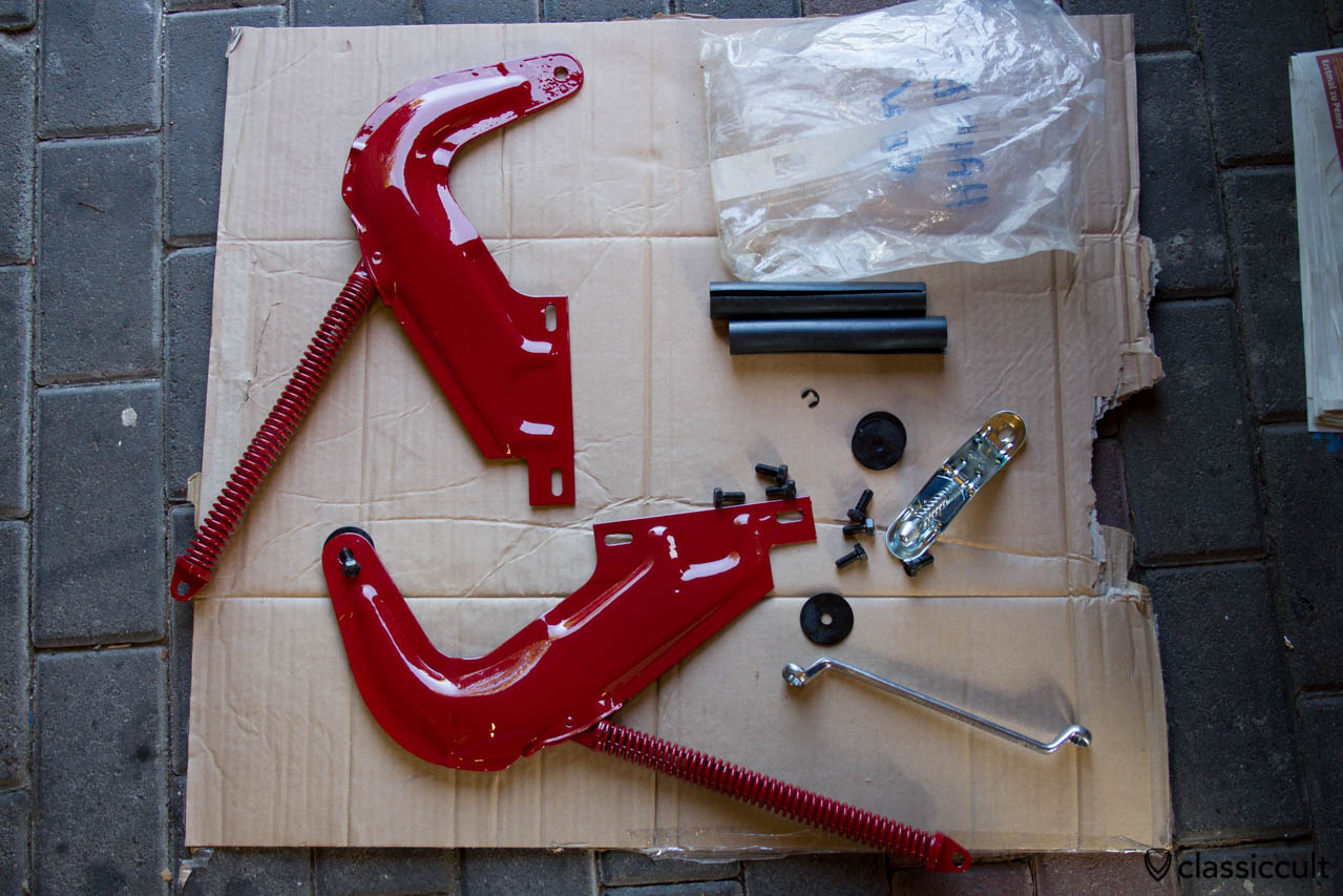 VW Beetle hood hinges restored and ready do mount.