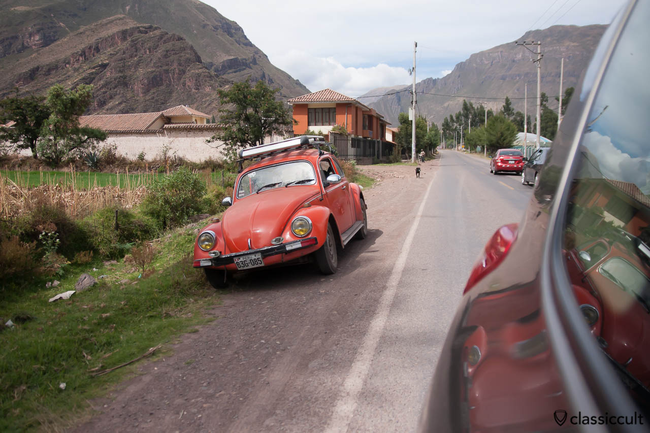 VW Beetle on the way to Ollantaytambo, Sacred Valley, Peru, May 12, 2013