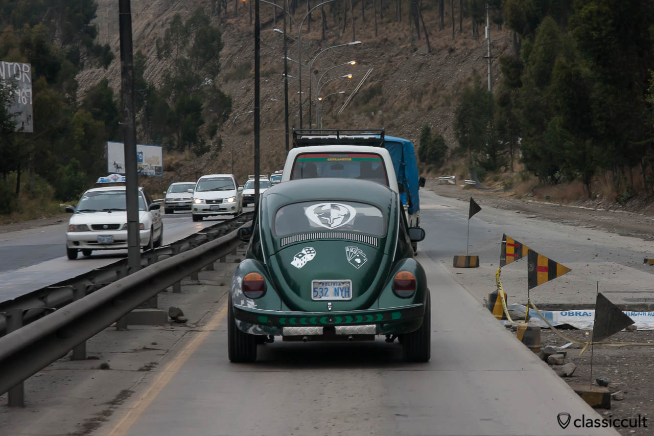 VW Beetle on the road to Tiahuanaco, Bolivia, May 18, 2013