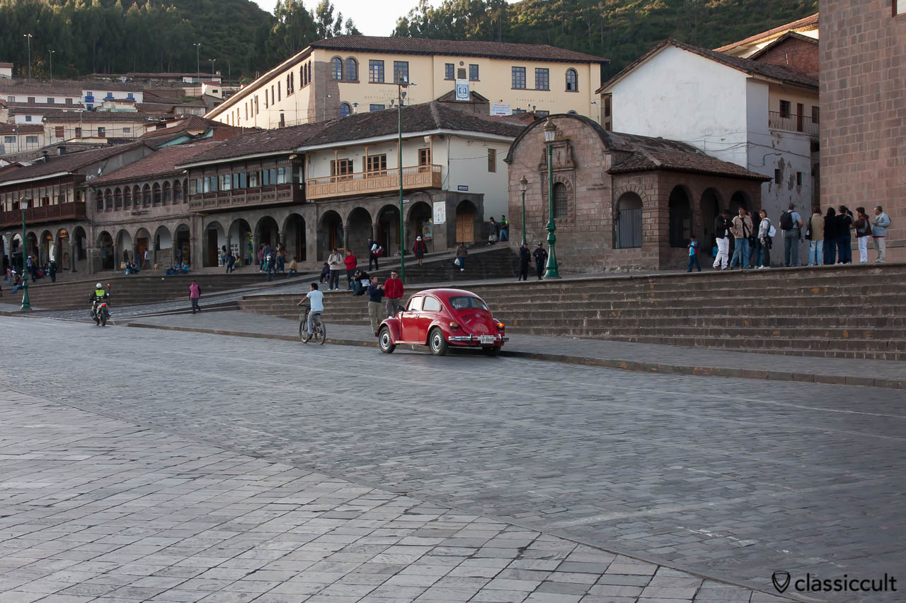 VW Beetle parking on Plaza de Armas Cusco, Peru, May 11, 2013