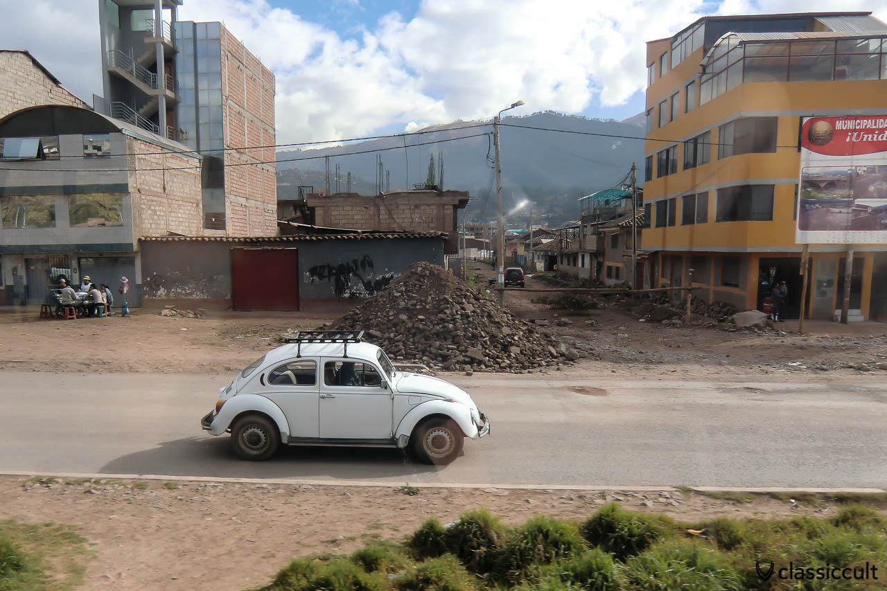 VW Beetle seen from Andean Explorer train, Peru, May 15, 2013