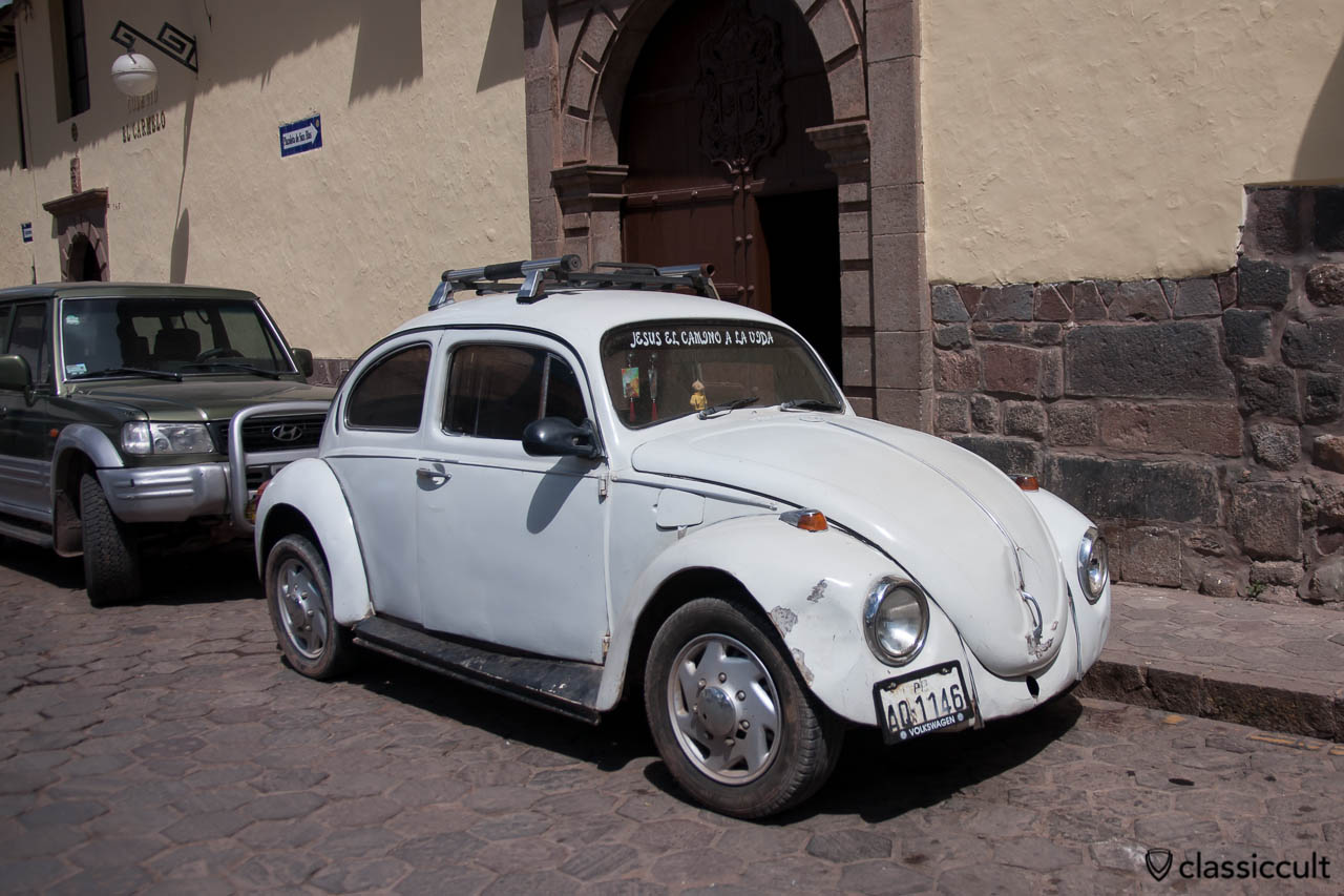 The VW Bug is parking before Colegio el carmelo Cuzco, Peru, May 11, 2013.