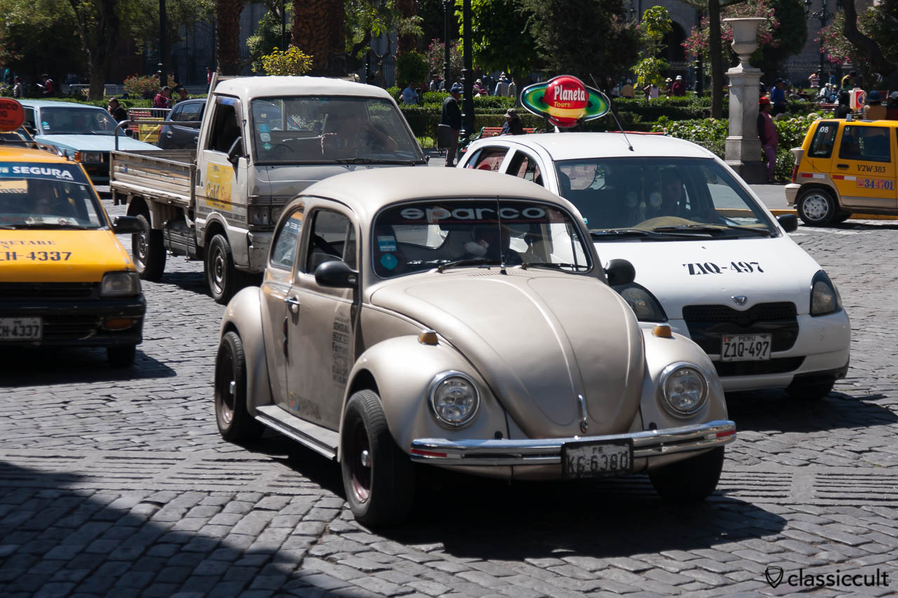 VW Bug on Plaza de Armas of Arequipa, Peru, May 8, 2013