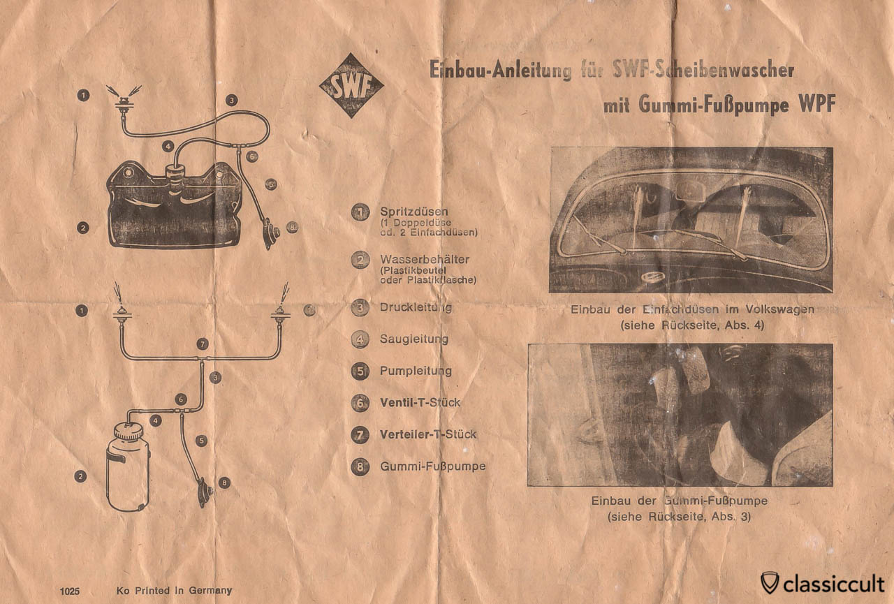 VW Oval Bug SWF windshield washer brochure