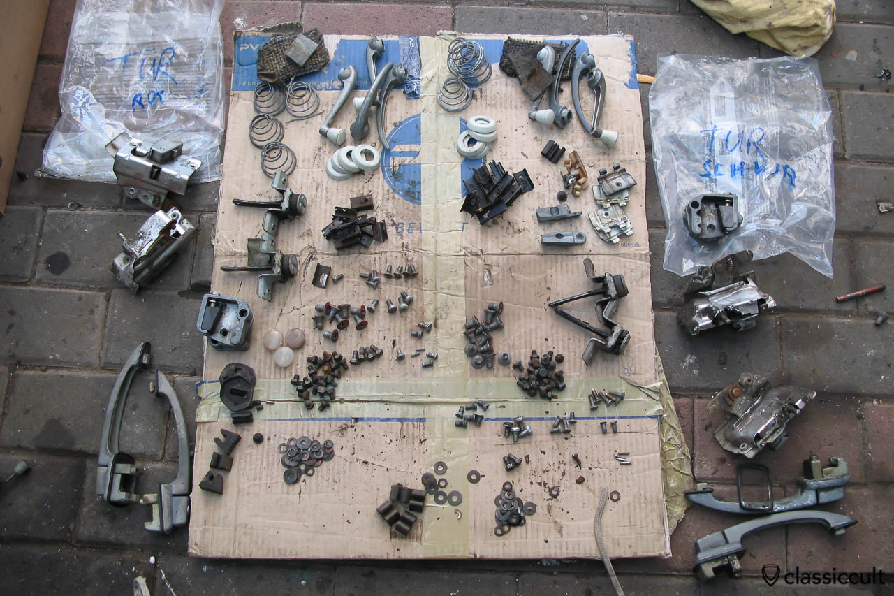 VW Standard Beetle door handle and parts.