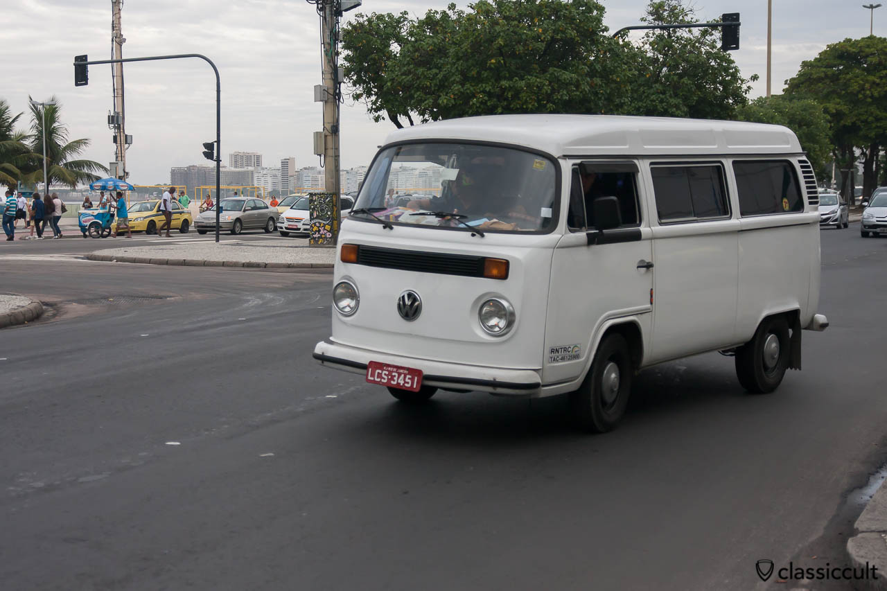 VW T2c Bus in brazilian white, Copacabana, Rio de Janeiro, Brazil, May 23, 2013