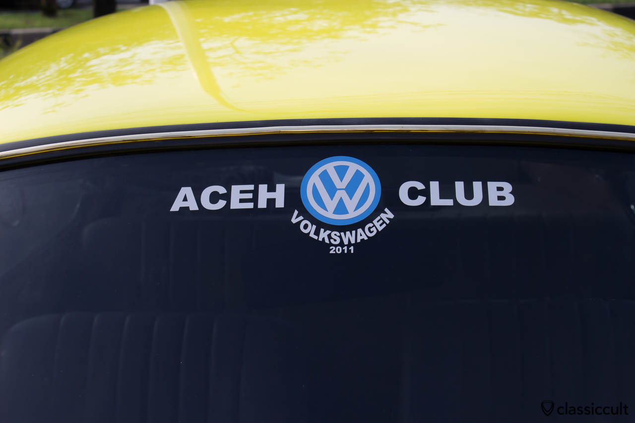 yellow VW Beetle 1303 Banda Aceh Indonesia, ACEH VW Club Sticker