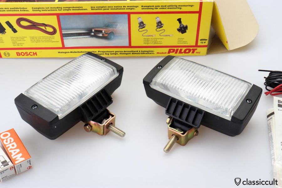 Bosch Pilot 145 fog lights lamps 1982 NOS