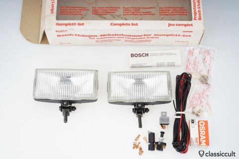 Bosch Rectangular Halogen Fog Lamps 1977 NOS