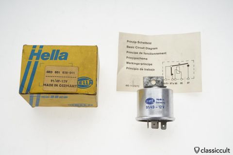 Hella 12V Fog Lamps Light Relay 91/49 1972 NOS