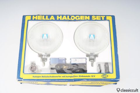 Hella Halogen Fog Lamp Kit 160mm 1971 NOS