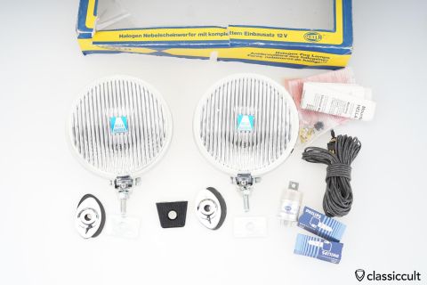 Hella Halogen Fog Lamp Kit 160mm 1971 NOS