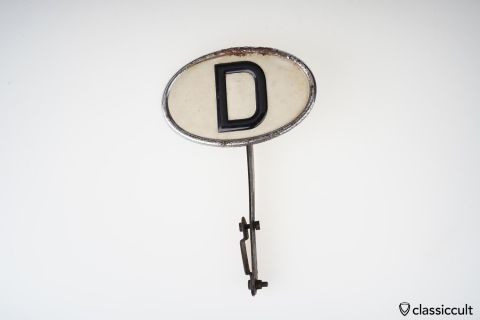 VW Bug D Badge Germany Country Sign with Patina