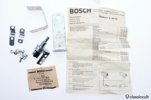 Renault R6 Bosch Backup Light Switch Bracket NOS