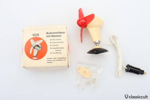 VOX GERMANY 6V Auto Fan with plug NOS