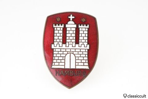 Rare VW Beetle Hamburg Hood Crest Badge