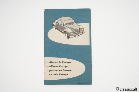 VW Oval Beetle Service all over Europe Map 1957